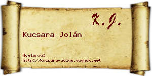 Kucsara Jolán névjegykártya
